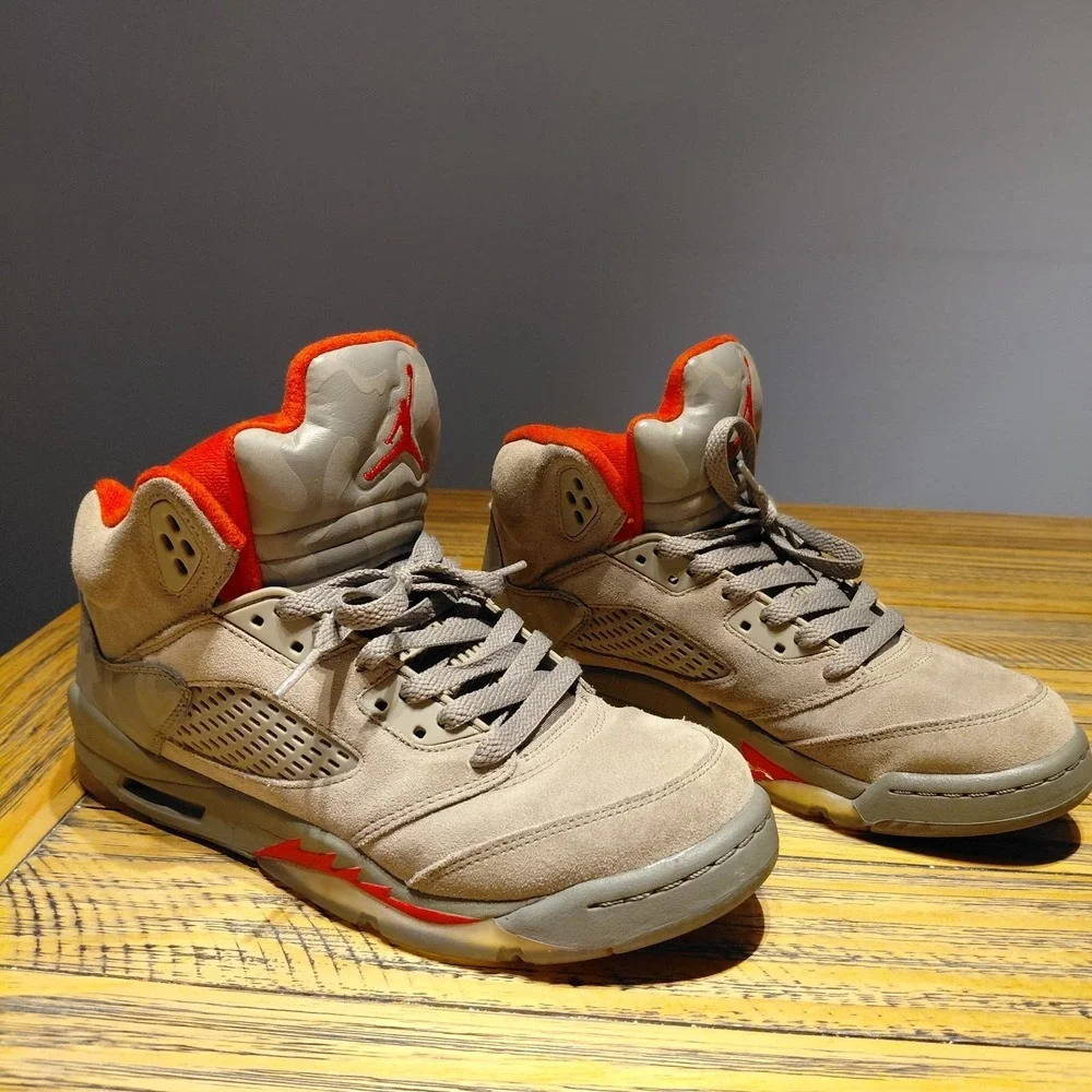 Nike Air Jordan 5 Retro P51 Camo Youth Size 7Y  Sneakers Olive Basketball
